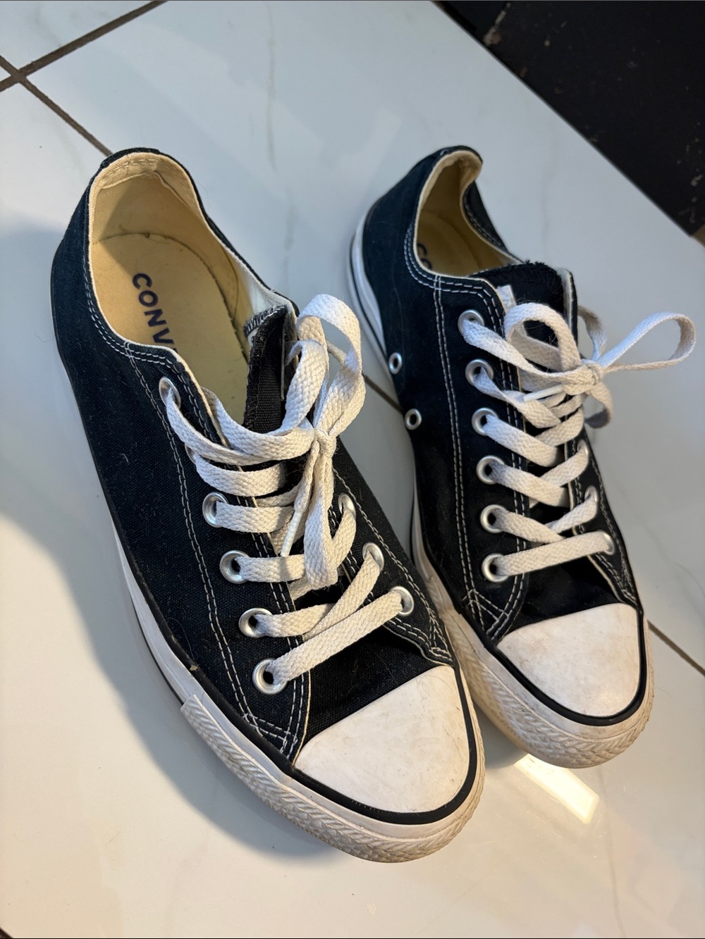 Converse Kids Black and White Low Top Canvas Sneakers
